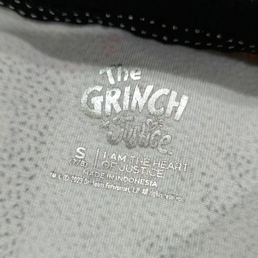 JUSTICE Girls Grinch Graphic Velour Sweatshirt, Super Soft Boxy, Christmas 7/8 S